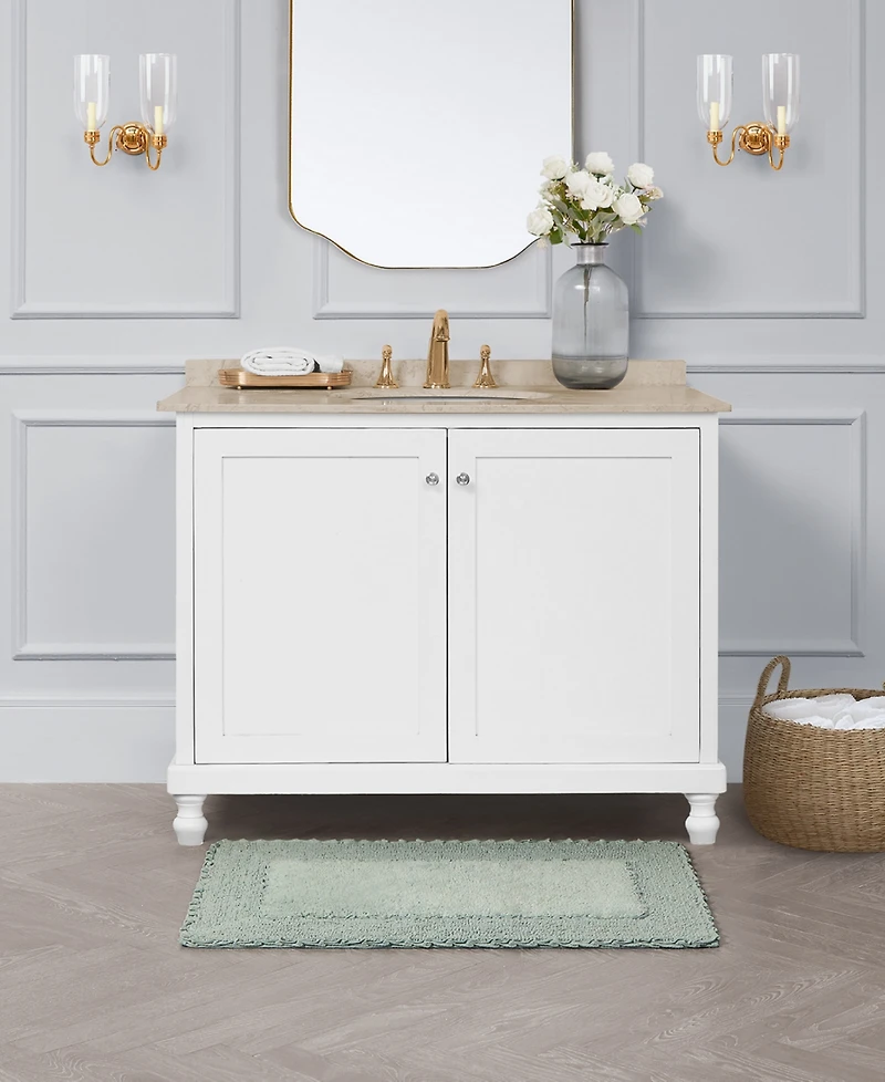 Laura Ashley Ruffled Cotton Bath Rug, 20" x 34"