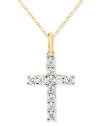 Forever Grown Diamonds Lab-Created Diamond Cross 18" Pendant Necklace (1/2 ct. t.w.) Sterling Silver or 14K Gold-Plated