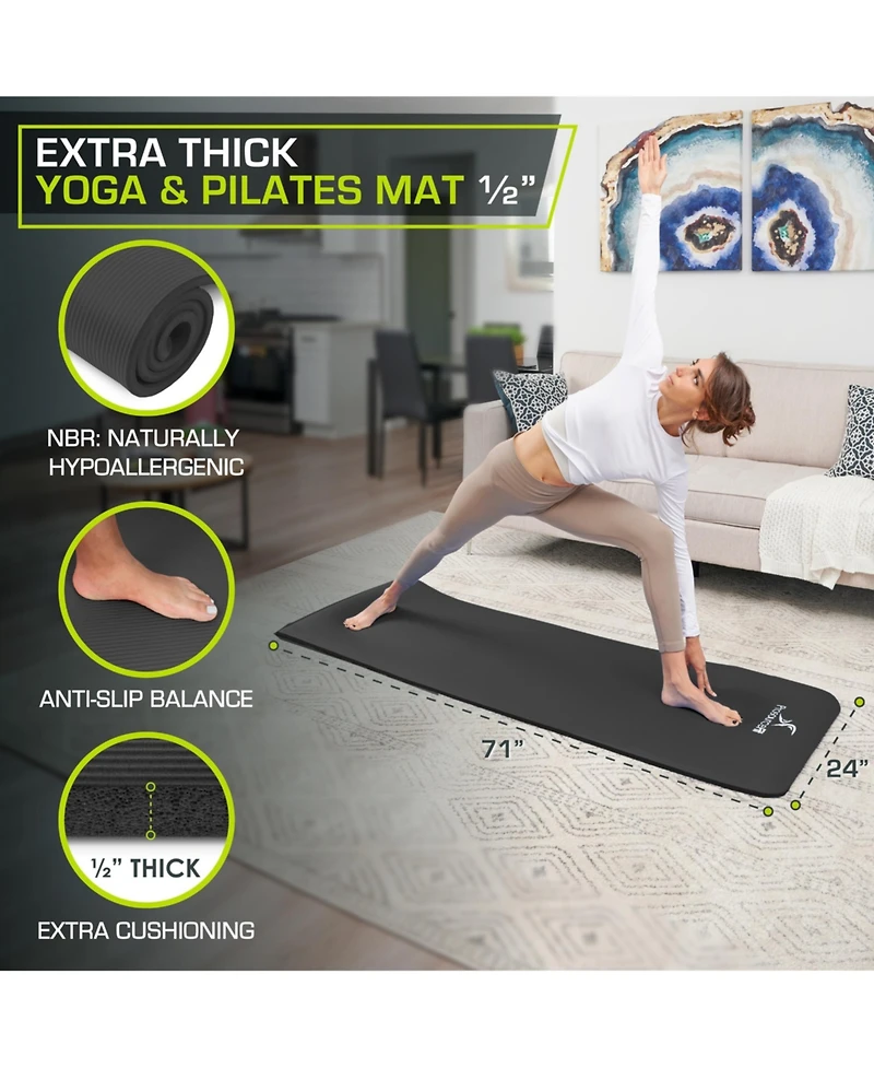 ProsourceFit Extra Thick Yoga and Pilates Mat with Sling