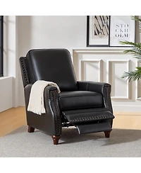 Bellino Modern Genuine Leather Recliner with Nailhead Trim