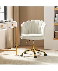 Hulala Home Woman Modern Cute Shell Back Upholstered Desk Chair for Vanity, Living Room
