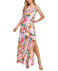 Morgan & Company Juniors' Floral Cowlneck Maxi Dress