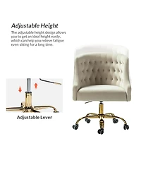 Hulala Home Modern Cute Velvet Desk Chair with Gold Base for Living Room,Bedroom