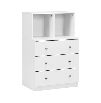 Slickblue 3 Drawer Dresser with Cubbies Storage Chest for Bedroom Living Room