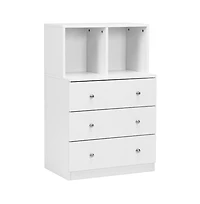 Slickblue 3 Drawer Dresser with Cubbies Storage Chest for Bedroom Living Room