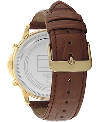Tommy Hilfiger Men's Multifunction Brown Leather Watch 44mm