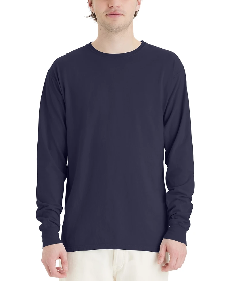 Hanes Unisex Garment Dyed Long Sleeve Cotton T-Shirt