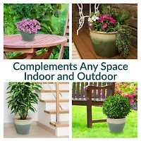 Large Ceramic Planter - Indoor or Outdoor Plant Pot with Drainage Holes - Seafoam Glaze Finish - 15" - Chalet