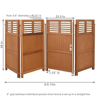 Outdoor Patio or Porch Meranti Wood with Teak Oil Finish Folding Privacy Screen Fence - 44"