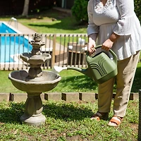 35"H Electric Fiberglass 3-Tier Birds' Delight Outdoor Bird Bath Water Fountain