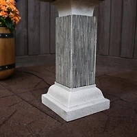 Sunnydaze Decor 25-Inch Square 2-Tier Outdoor Bird Bath Water Fountain - Led Lights - Electric Submersible Pump with Adjustable Flow