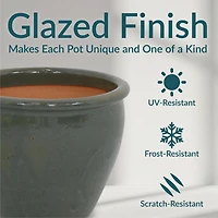 Chalet Outdoor/Indoor High-Fired Glazed Uv- and Frost-Resistant Ceramic Planters with Drainage Holes