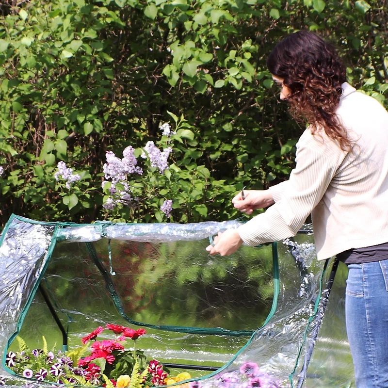 Outdoor Portable Mini Greenhouse Tent with 2 Zippered Side Doors and Iron Tube Frame - Clear - 4' x 3'