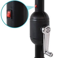 9-Foot Patio Umbrella with Solar Led Lights and Push Button Tilt - Aluminum Pole and Polyester Canopy - Gray