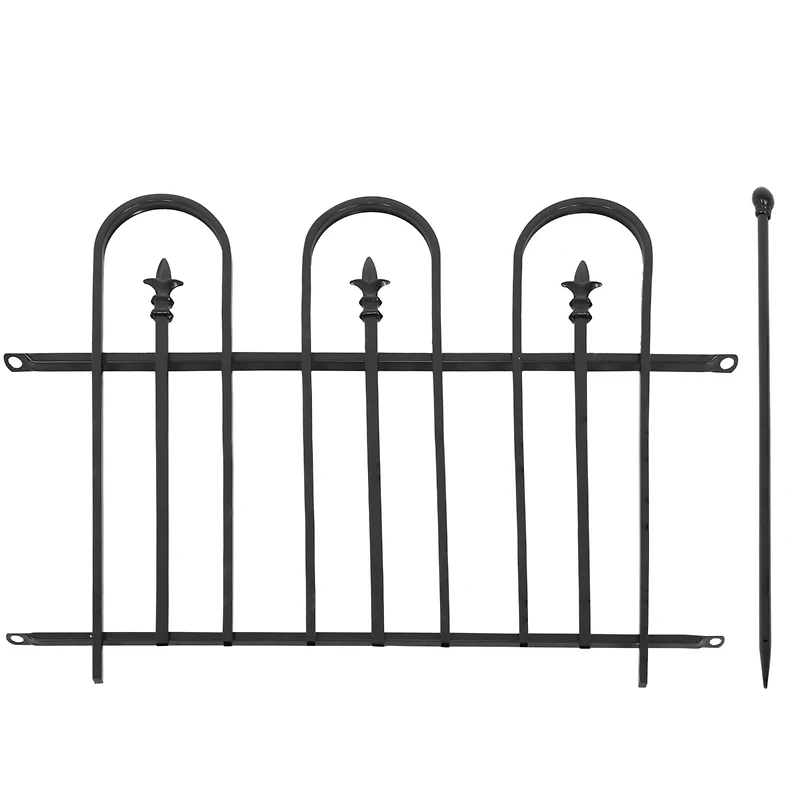Strasbourg 6' Set of 2 Steel Decorative Garden Fence Panels - 37.5" W x 30.5" H Per Panel - Black