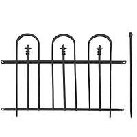 Strasbourg 6' Set of 2 Steel Decorative Garden Fence Panels - 37.5" W x 30.5" H Per Panel - Black