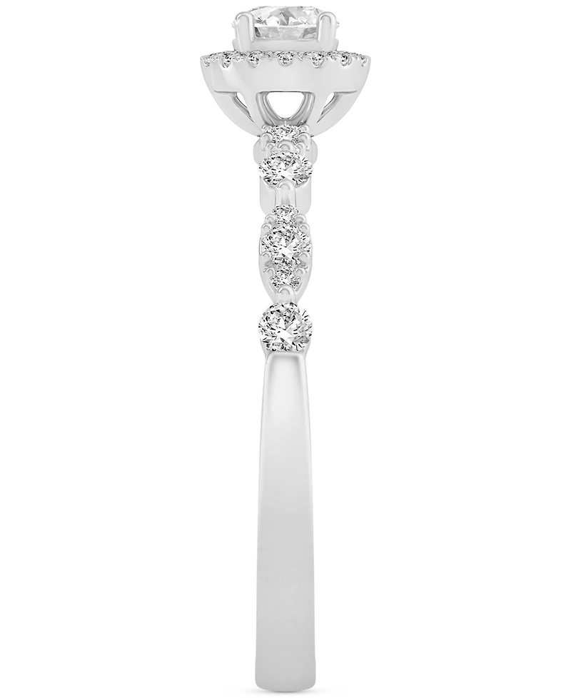 Diamond Halo Scalloped Engagement Ring (3/8 ct. t.w.) 14k Gold