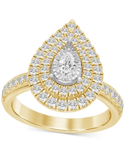 Diamond Pear Double Halo Engagement Ring (1 ct. t.w.) 14k Gold