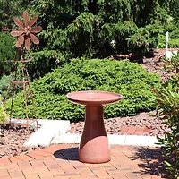 21" H Ceramic Bird Bath for Outside - Hand-Painted Outdoor Bird Bath Bowl, Uv/Frost-Resistant Finish - Lava - Classic Pedestal