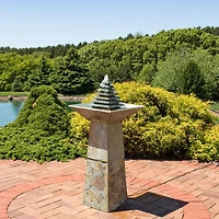 40"H Electric Natural Slate Layered Pyramid Tiered Outdoor Water Fountain with Led Light