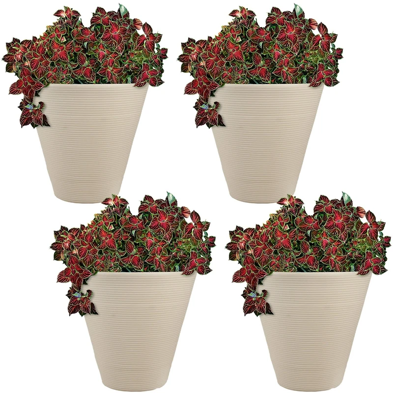 Indoor/Outdoor Patio, Garden, or Porch Weather-Resistant Double-Walled Walter Flower Pot Planter - 15.5" - Antique White