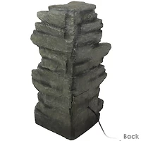 Sunnydaze Decor Stacked Shale Rock 38-Inch Waterfall Fountain with Led Lights - Electric Submersible Pump