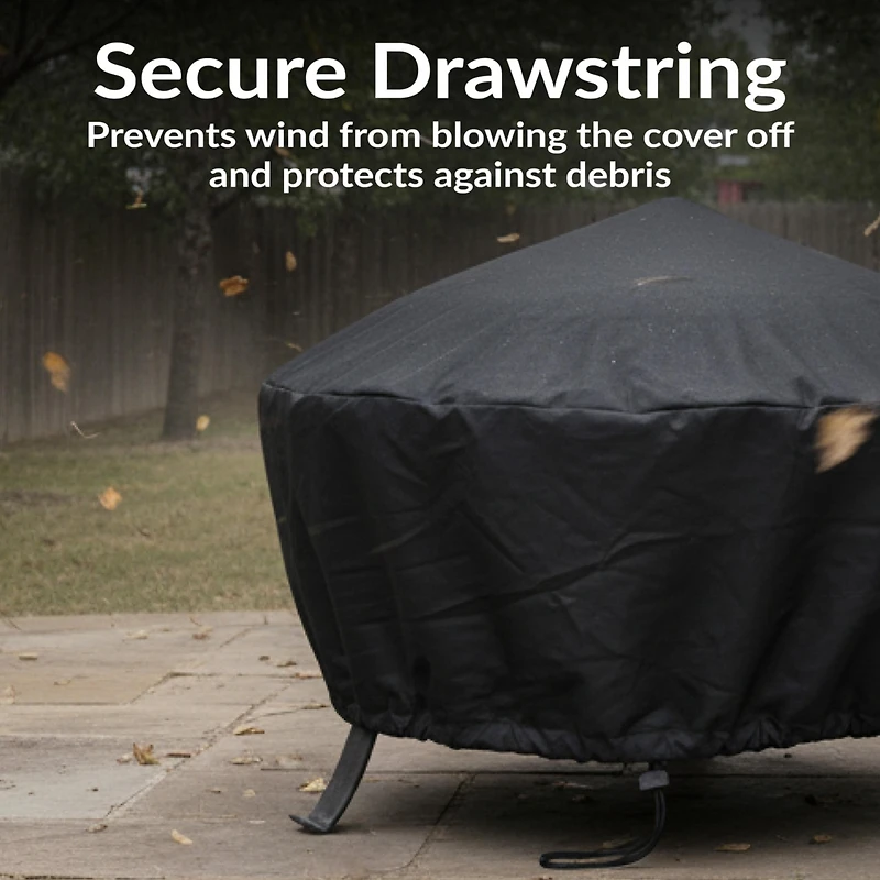 Round Outdoor Fire Pit Cover - Weather-Resistant Heavy-Duty Pvc with Drawstring Closure - Black - 36-Inch