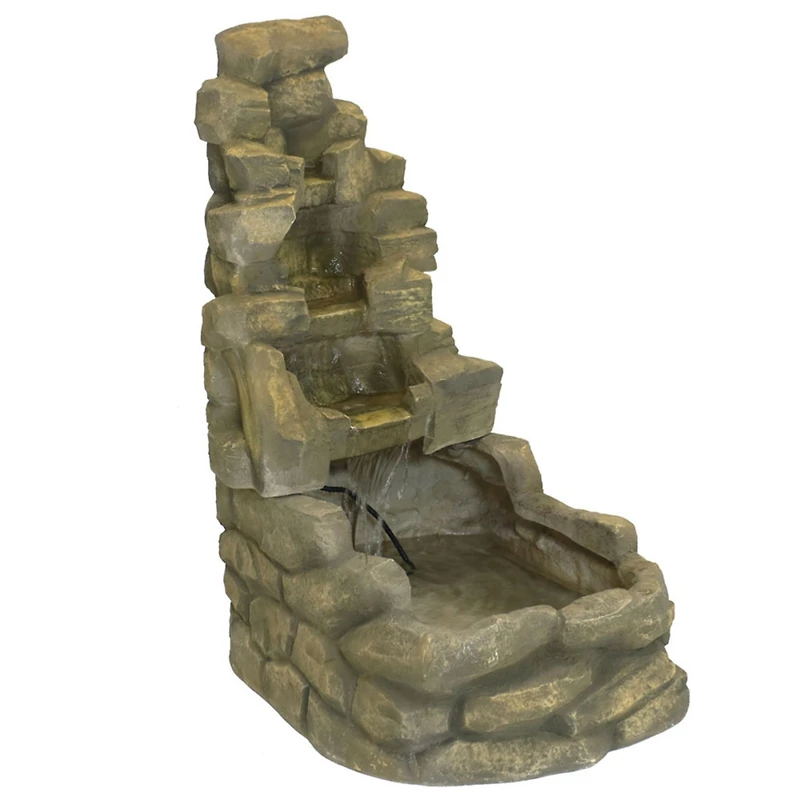37"H Electric Fiberglass Stone Falls Waterfall Outdoor Water Fountain