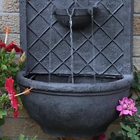 Messina 26-Inch Polystone Outdoor Wall Water Fountain - Electric Submersible Pump - Lead Finish