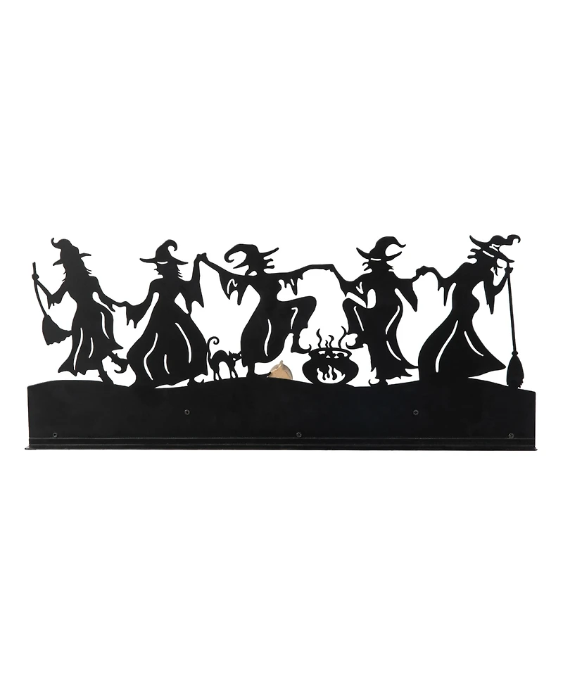 Glitzhome 18"L Halloween Wooden Metal Dancing Witch Silhouette Countdown Table Sign
