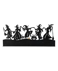 Glitzhome 18"L Halloween Wooden Metal Dancing Witch Silhouette Countdown Table Sign
