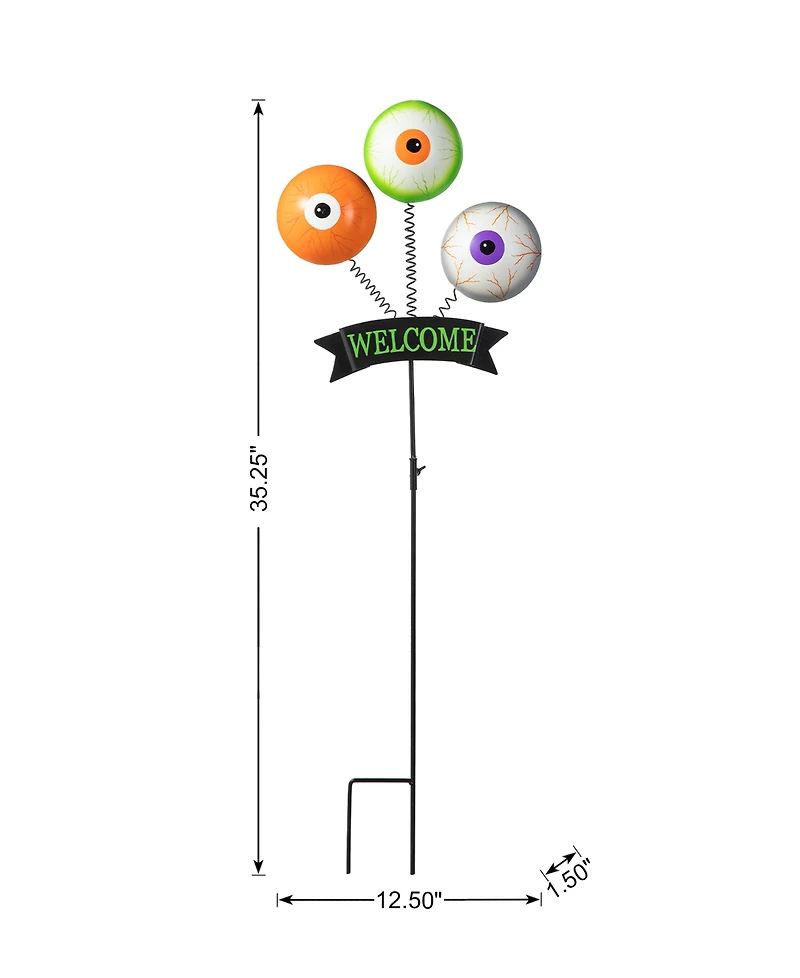 Glitzhome 35.25"H Halloween Metal "Welcome" Spring Eyeballs Yard Stake