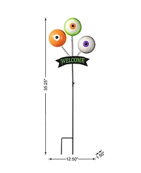 Glitzhome 35.25"H Halloween Metal "Welcome" Spring Eyeballs Yard Stake