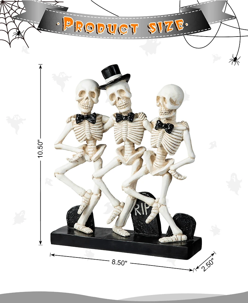 Glitzhome 10.50''H Halloween Polyresin Dancing Skeleton Table Decor