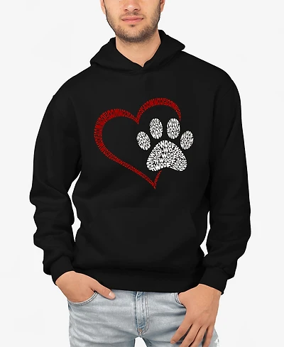 La Pop Art Paw Heart - Men's Word Hooded Sweatshirt