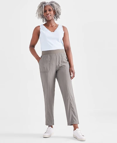 Style & Co Women's Mid-Rise Pull On Straight-Leg Ankle Pants, Created for Macy's