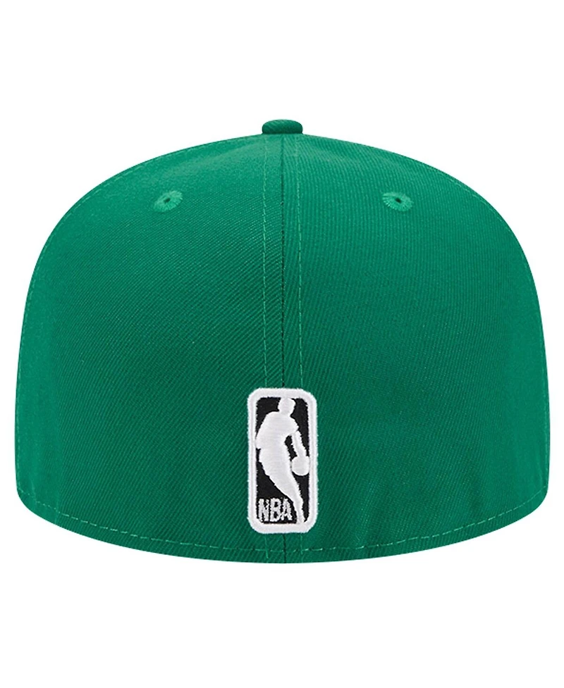 New Era Men's Kelly Green Boston Celtics Court Sport Leather Applique 59fifty Fitted Hat