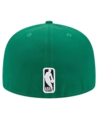 New Era Men's Kelly Green Boston Celtics Court Sport Leather Applique 59fifty Fitted Hat