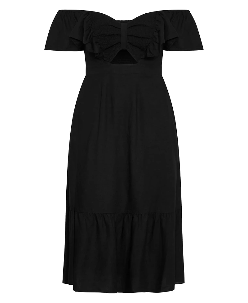 City Chic Plus Alora Strap Front Frill Maxi Dress