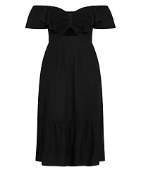 City Chic Plus Alora Strap Front Frill Maxi Dress
