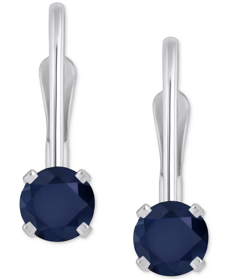 Emerald Solitaire Leverback Earrings (1/2 ct. t.w.) 14k White Gold (Also Ruby, Sapphire, & Tanzanite)