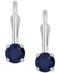 Emerald Solitaire Leverback Earrings (1/2 ct. t.w.) 14k White Gold (Also Ruby, Sapphire, & Tanzanite)