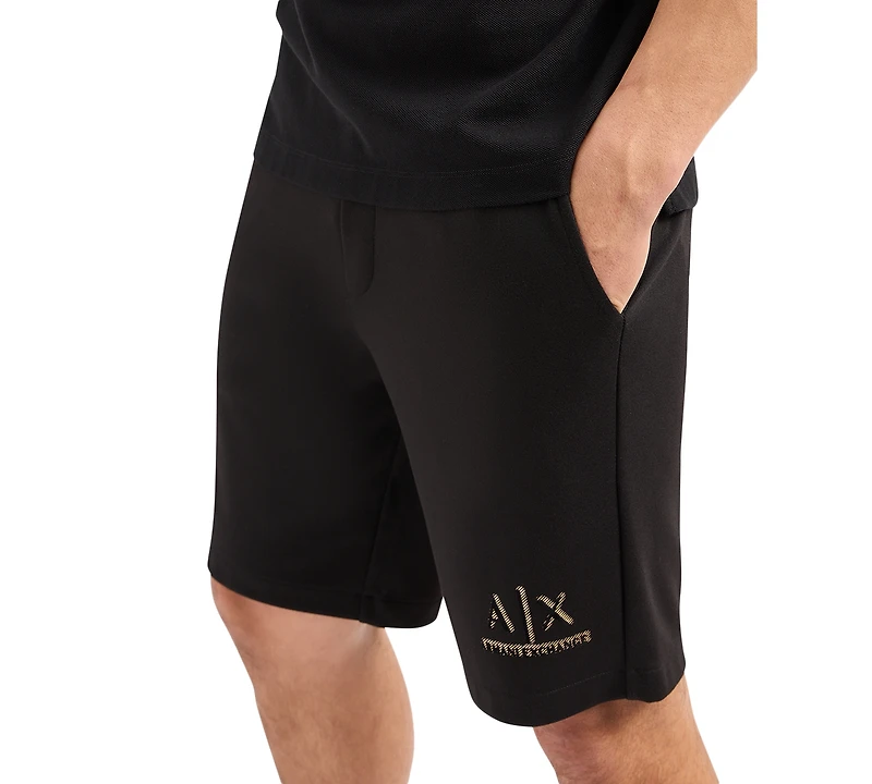 A|X Armani Exchange Men's Metallic Logo-Print 9" Drawstring Shorts