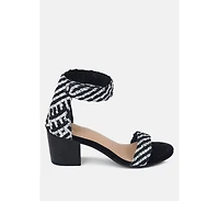 Carla Black Stacked Heel Sandal