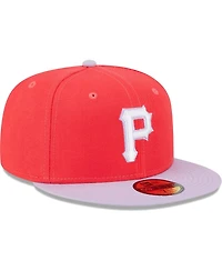 New Era Men's Red/Lavender Pittsburgh Pirates Spring Color Two-Tone 59Fifty Fitted Hat
