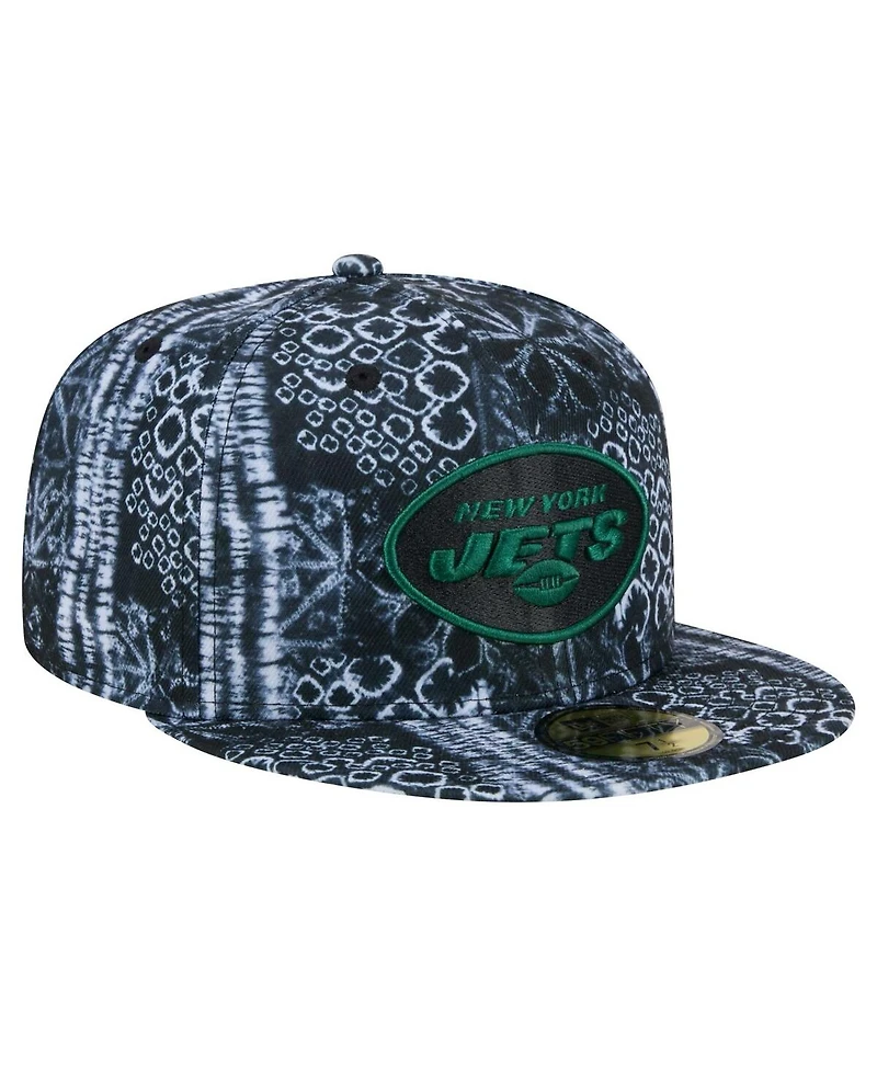 New Era Men's Black York Jets Shibori 59Fifty Fitted Hat