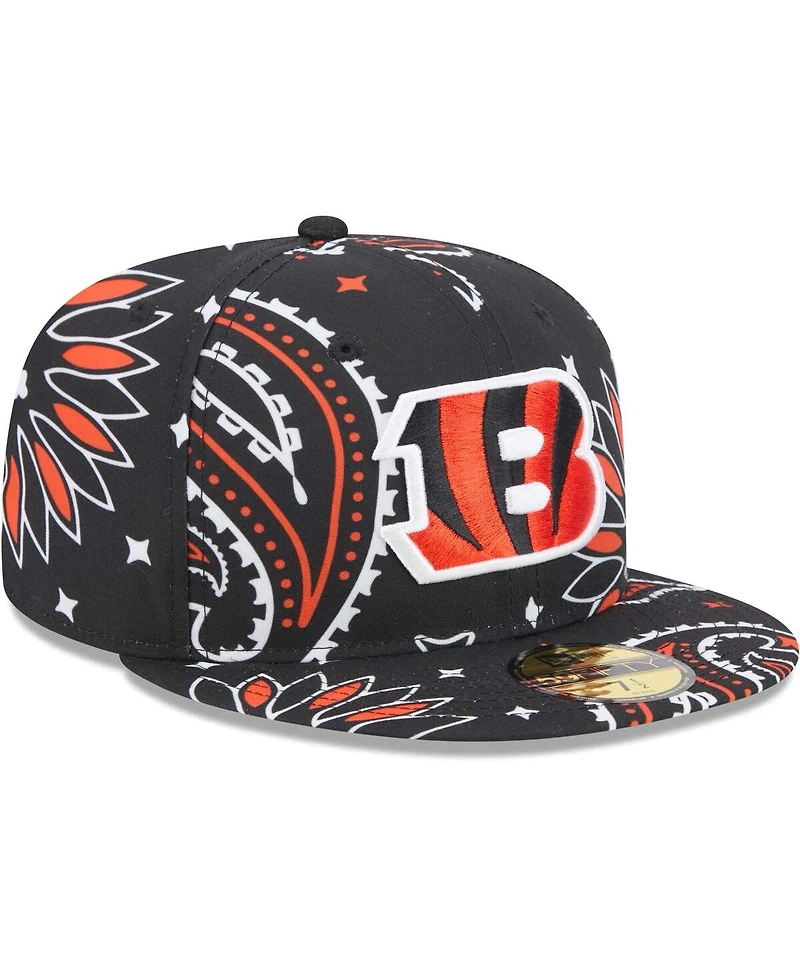 New Era Men's Black Cincinnati Bengals Paisley 59Fifty Fitted Hat