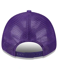 New Era Men's Purple Los Angeles Lakers Plate Oversized Patch Trucker 9Forty Adjustable Hat