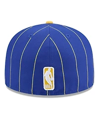 New Era Men's Royal/Gold Golden State Warriors Pinstripe Two-Tone 59Fifty Fitted Hat