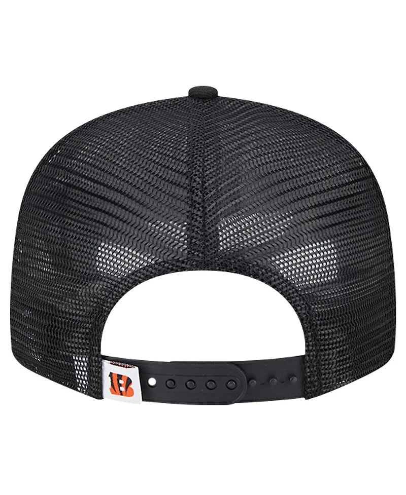 New Era Men's Black Cincinnati Bengals Main Trucker 9Fifty Snapback Hat